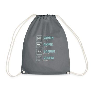 Ramen anime gaming replay - Drawstring Bag - grey - Front