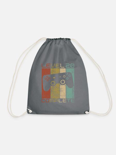 20 Geburtstag Gamer Level 20 complete Vintage - Turnbeutel - Grau