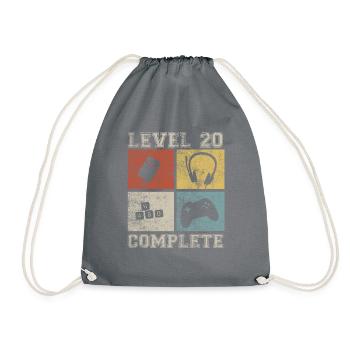 20 Geburtstag Gamer Level 20 complete Vintage - Turnbeutel - Grau - Vorne