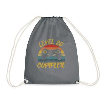 20 Geburtstag Gamer Level 20 complete Vintage - Turnbeutel - Grau - Vorne