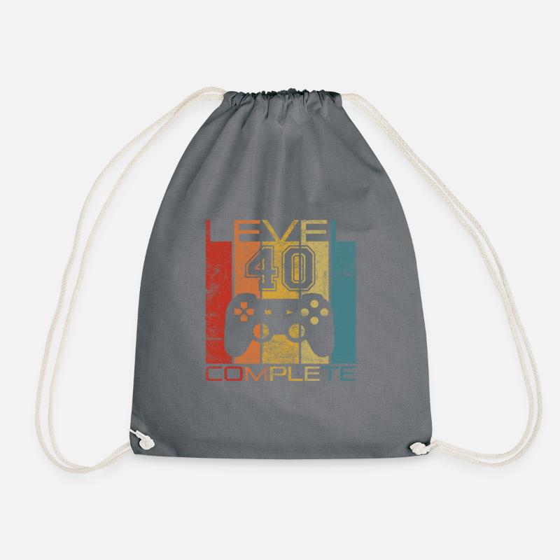 40 Geburtstag Gamer Level 40 complete Vintage - Turnbeutel - Grau