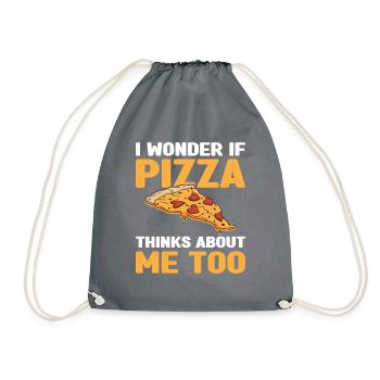 Ob Pizza Auch An Mich Denkt Pizza-Food-Liebhaber - Turnbeutel - Grau - Vorne