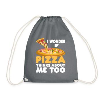 Ob Pizza Auch An Mich Denkt Pizza-Food-Liebhaber - Turnbeutel - Grau - Vorne