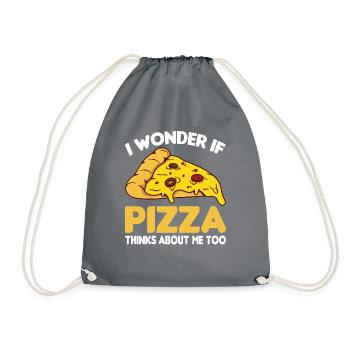 Ob Pizza Auch An Mich Denkt Pizza-Food-Liebhaber - Turnbeutel - Grau - Vorne