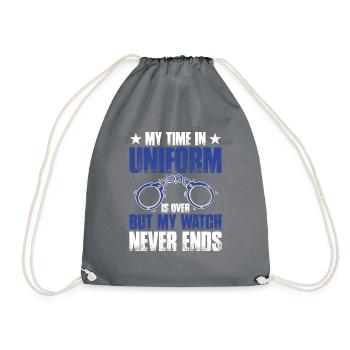 My time in uniform is over Police Policeman - Drawstring Bag - grey - Front