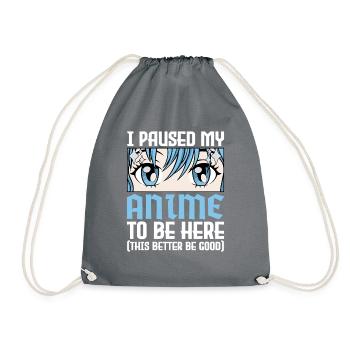 Paused My Anime Otaku Anime Gift - Drawstring Bag - grey - Front