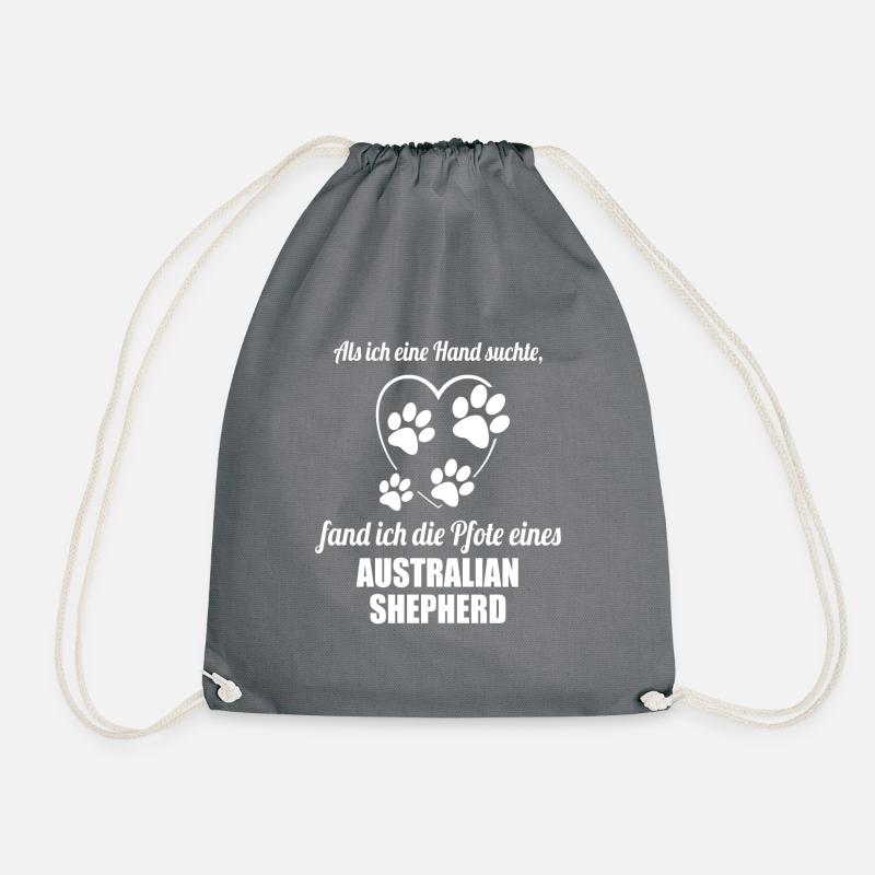 Hand & Pfote - Spruch - Australian Shepherd - Turnbeutel - Grau