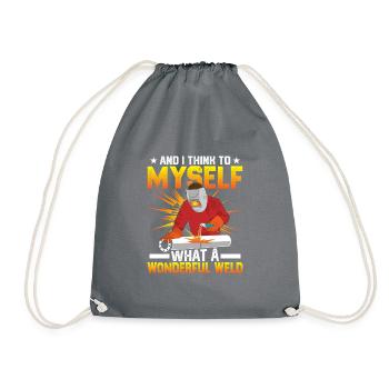 Welding Quote Men Welder Funny Dad Welding Worker - Drawstring Bag - grey - Front