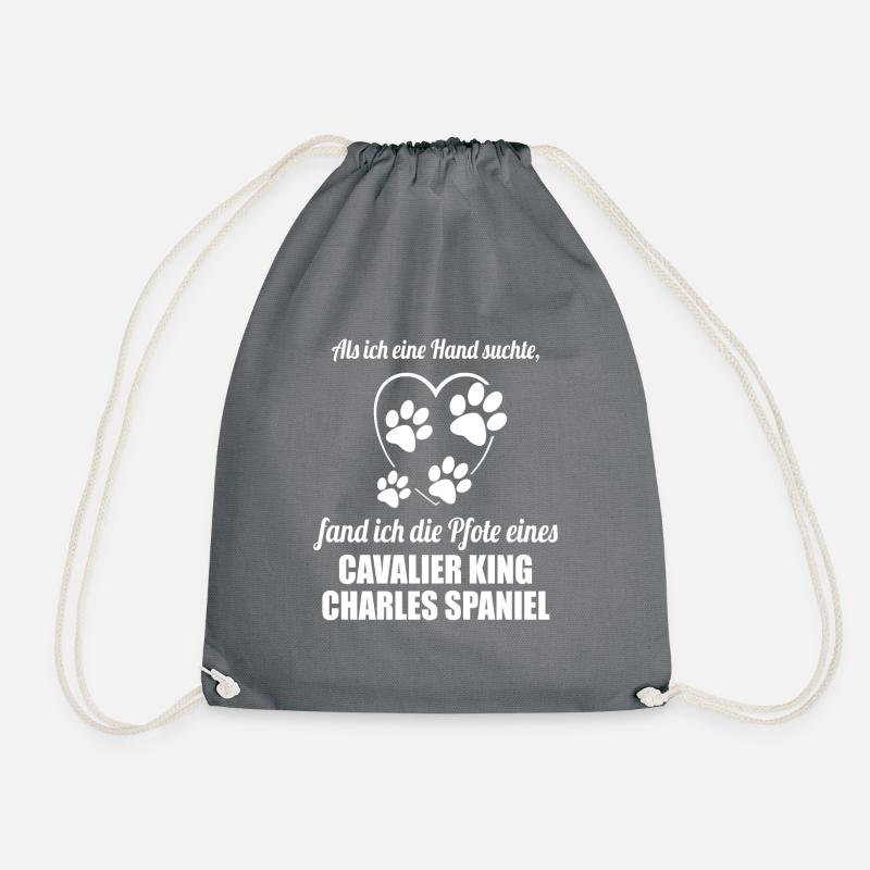 Hand & Pfote - Spruch - Cavalier King Charles - Turnbeutel - Grau