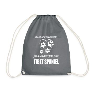 Hand & Pfote - Spruch - Tibet Spaniel - Turnbeutel - Grau - Vorne