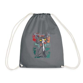 Meowvelous Life Mit Unserem Verspielten - Turnbeutel - Grau - Vorne