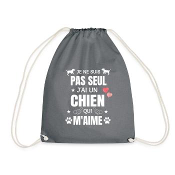 Je ne suis pas seul j'ai un chien qui m'aime - Sac de sport léger - gris - Devant
