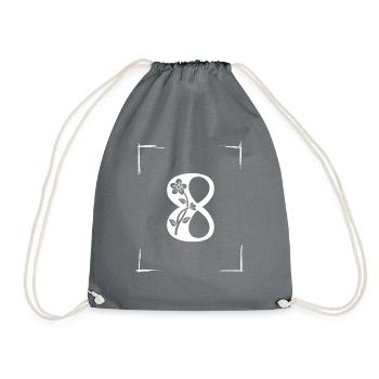 number 8 initial - Drawstring Bag - grey - Front