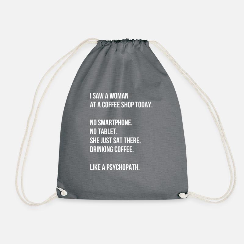 Cafe Spruch Englisch - Turnbeutel - Grau