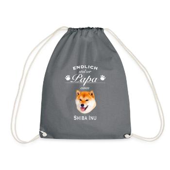 Endlich stolzer Papa - Shiba Inu - Turnbeutel - Grau - Vorne