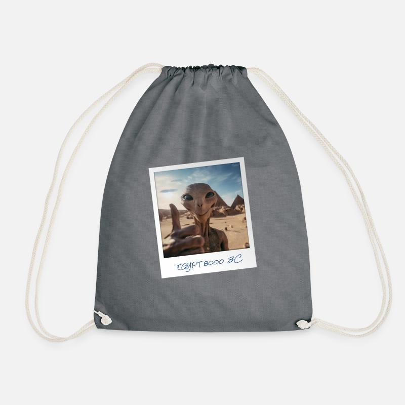 Alien pyramid conspiracy sarcasm - Drawstring Bag - grey