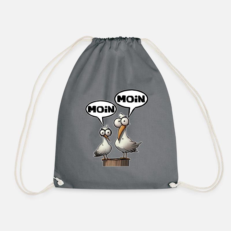 moin moin die Möwe - Moin Shirt - Turnbeutel - Grau