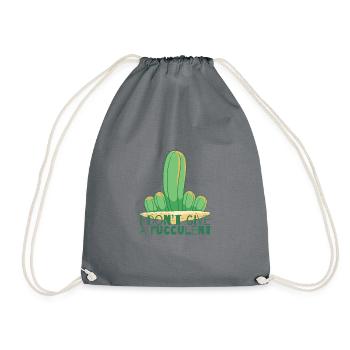 I don't give a fucculent for cacti and - Drawstring Bag - grey - Front