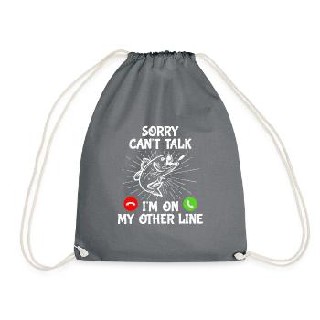 Funny Fishing I'm On My Other Line Fisherman - Drawstring Bag - grey - Front