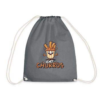 Funny Kawaii Food Life is Short Eat Churros - Drawstring Bag - grey - Front