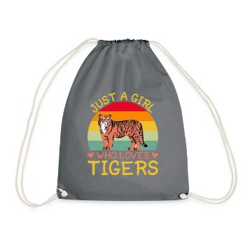 Girl Who Loves Tiger Tiger Animal Lover - Drawstring Bag - grey - Front