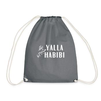 Yalla Habibi Arabic Muslim Honeymoon Valentine's D - Drawstring Bag - grey - Front