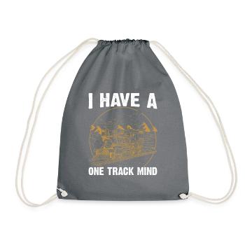 Train Single Line Mind Railroad Locomotive - Drawstring Bag - grey - Front