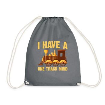 Train Single Line Mind Railroad Locomotive - Drawstring Bag - grey - Front