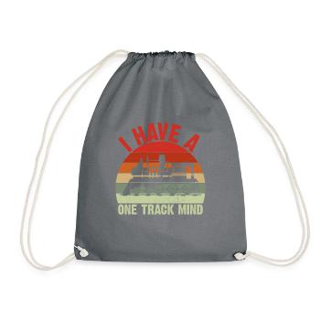 Train Single Line Mind Railroad Locomotive - Drawstring Bag - grey - Front