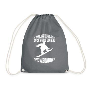 Snowboard Geschenk Snowboardfahrer Snowboardsport - Turnbeutel - Grau - Vorne