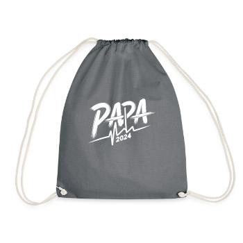 Papa Herzschlag 2024 - Vatertags-Geschenk - Turnbeutel - Grau - Vorne