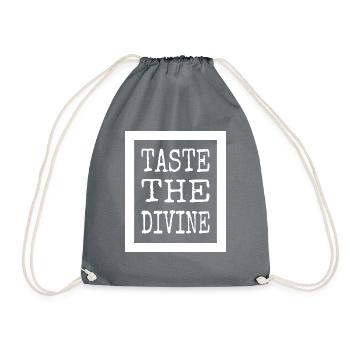 happy unique flavors present idea culinary bliss - Drawstring Bag - grey - Front