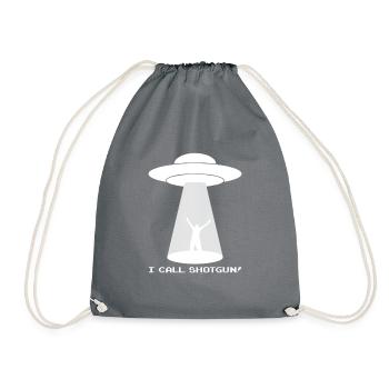 I Call Shotgun T-Shirt Funny Extraterrestrial Life - Drawstring Bag - grey - Front