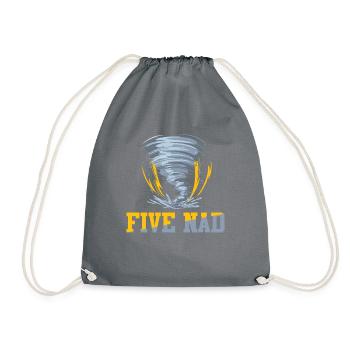 Kids Five-nado Warning 5th Birthday Tornado Themed - Drawstring Bag - grey - Front