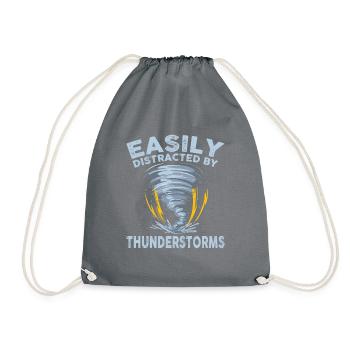 Easily distracted by thunderstorms - Drawstring Bag - grey - Front