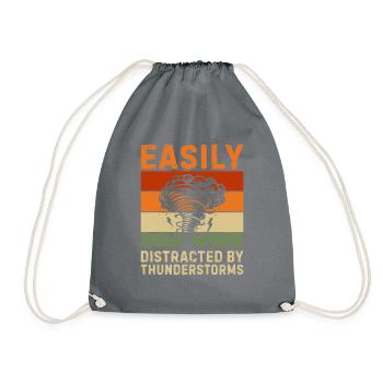 Easily distracted by thunderstorms - Drawstring Bag - grey - Front