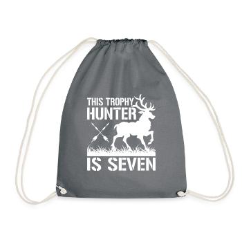 7th Year Hunting Birthday Party for Children, Duck, - Drawstring Bag - grey - Front