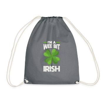 Wee Bit Irish Lucky Clover Festive Graphic - Drawstring Bag - grey - Front