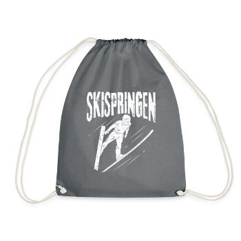 Ski Jumping Ski Flying Competition Winter Sports Skisp - Drawstring Bag - grey - Front