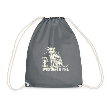 cats skeleton saying cat lover cat owner - Drawstring Bag - grey - Front