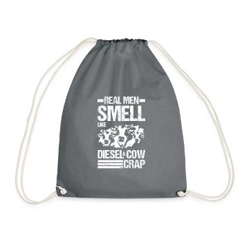 Real men smell of diesel and cow dung - Drawstring Bag - grey - Front