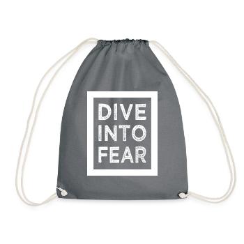 humor courage mindset birthday free fall - Drawstring Bag - grey - Front