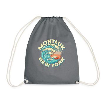 Montauk New York Design - Drawstring Bag - grey - Front
