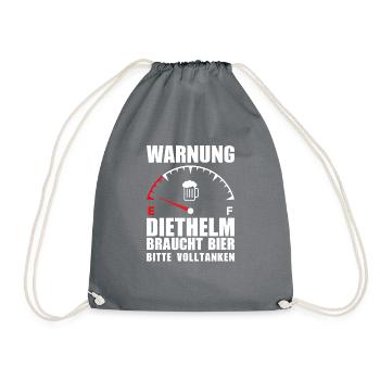 Diethelm braucht Bier Bitte volltanken - Turnbeutel - Grau - Vorne
