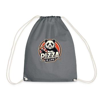 Pizza Is Life Panda - Turnbeutel - Grau - Vorne