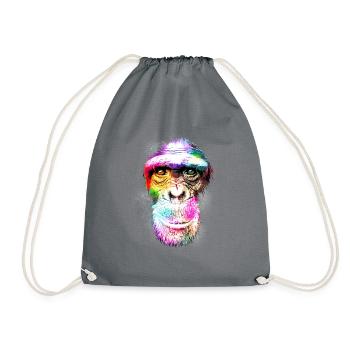 Coloré Rétro Réaliste Visage De Singe Graphique Drôle - Sac de sport léger - gris - Devant