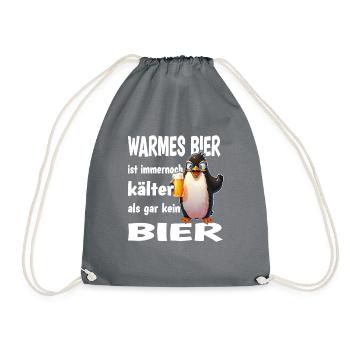 Warmes Bier Ist Immernoch Kälter Als Gar Kein Bier - Turnbeutel - Grau - Vorne