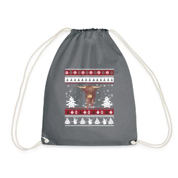Highland Cattle Ugly Noël - Sac de sport léger - gris - Devant