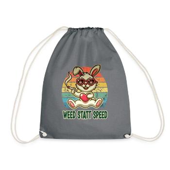 Weed instead of speed funny bunny with heart - Drawstring Bag - grey - Front