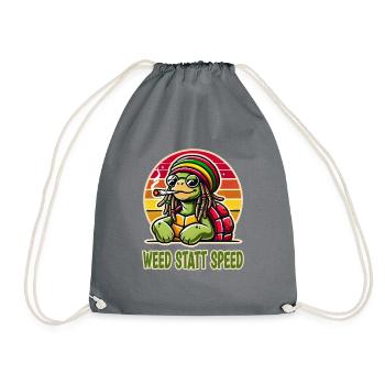 Weed Instead Of Speed Funny Turtle - Drawstring Bag - grey - Front